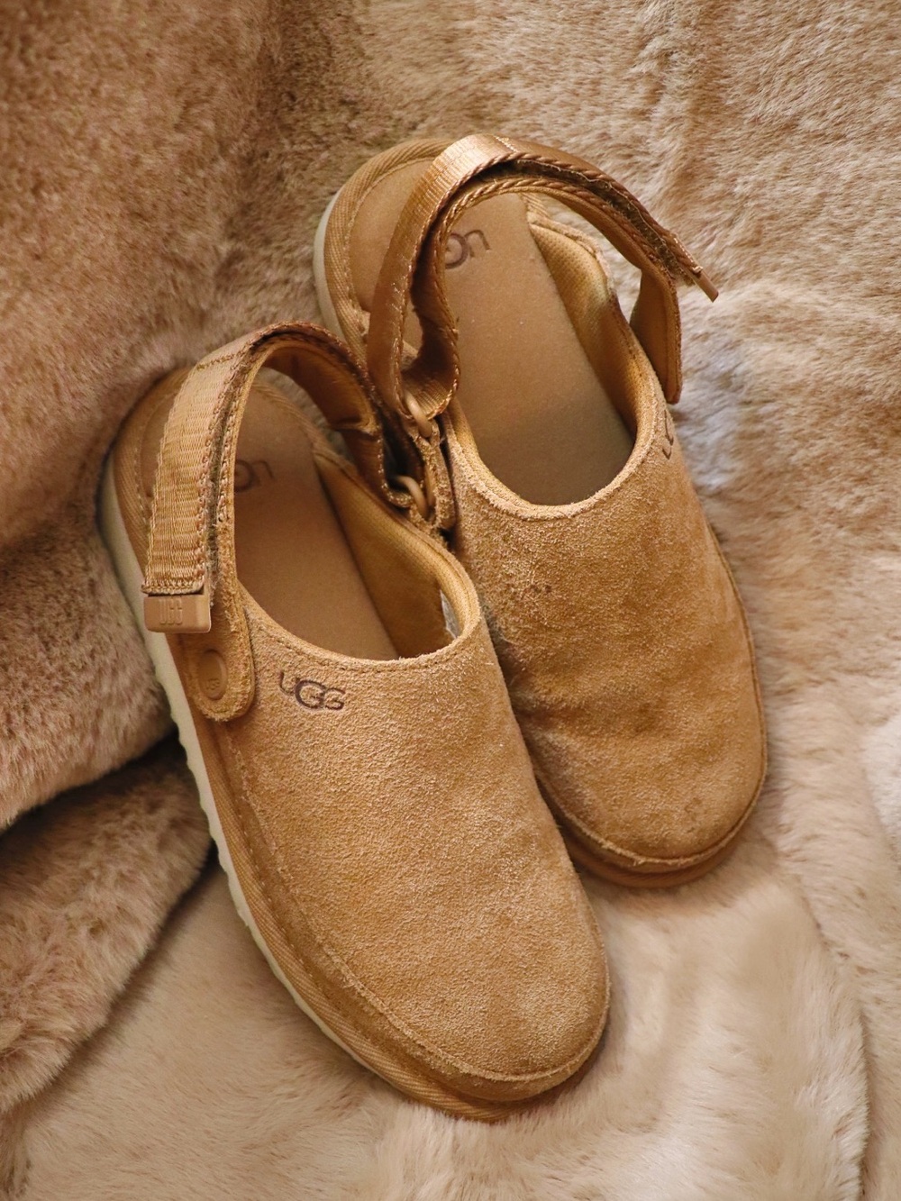 UGG Kids Tan Suede Backstrap Slip-On Shoes
